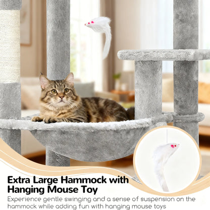 Large Cat Tree with Hammock – Multi-Functional Cat Tower for Adult Cats