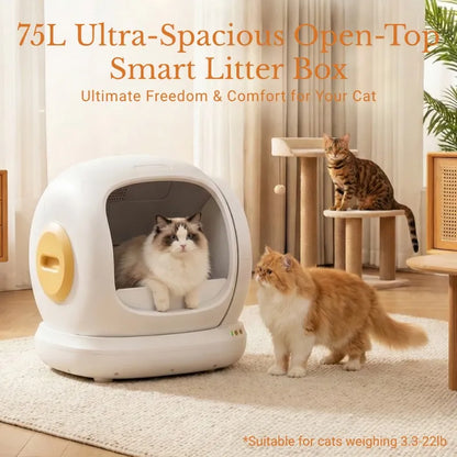 75L Smart Litter Box with 9 Sensors, Full Safety Protection, and Health Monitoring – For Your Cat’s Peace of Mind!