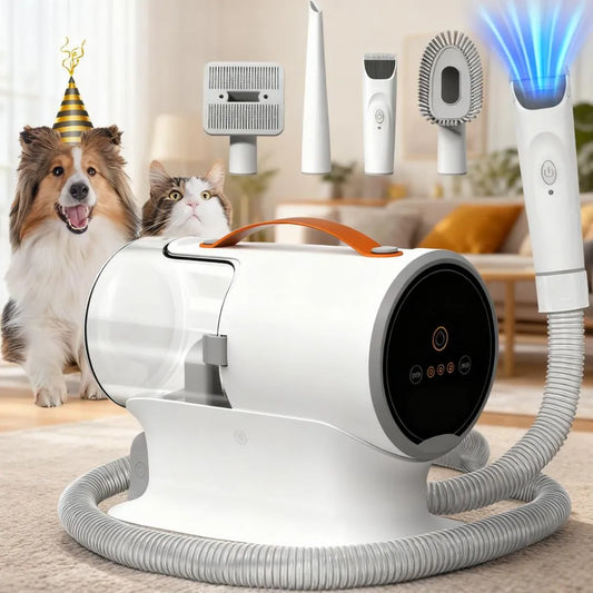 Dog Grooming Vacuum with 12000Pa Strong Suction – 5-in-1 Pet Grooming Kit