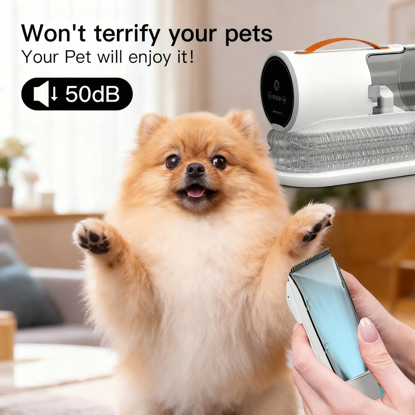 Dog Grooming Vacuum with 12000Pa Strong Suction – 5-in-1 Pet Grooming Kit