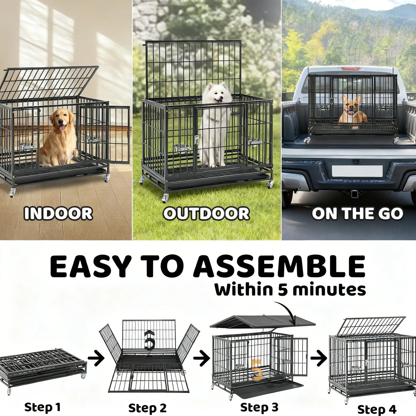 Stackable Dog Crate – Space-Saving, Heavy-Duty for Small & Medium Dogs