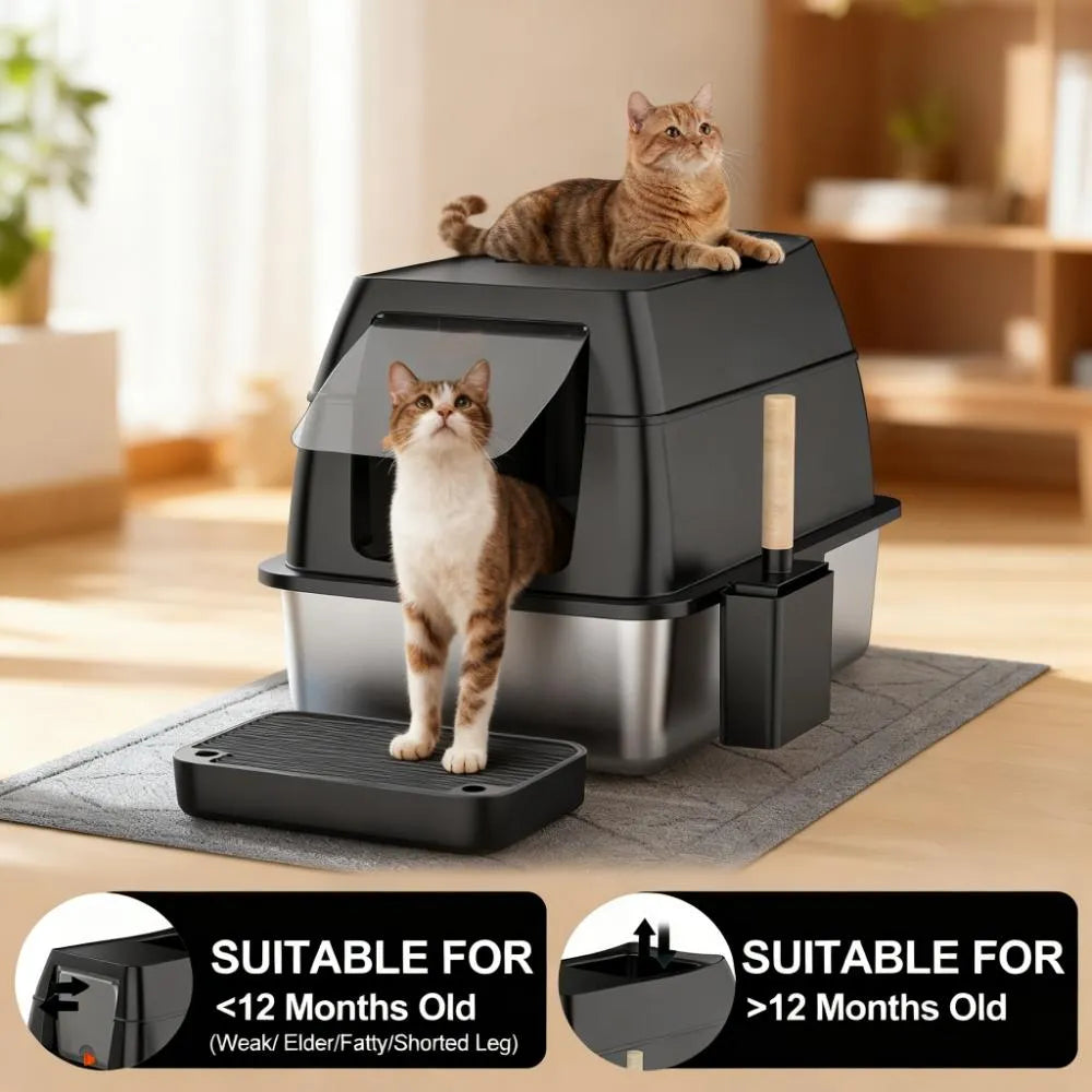 Stainless Steel Litter Box - Durable, Large-Capacity & Multi-Functional Solution
